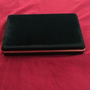 Vintage dark green velvet jewelry box